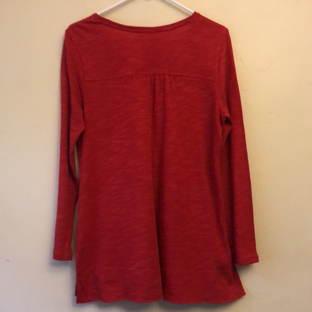 J. Jill Sweater Size Small Red V-Neck Pocketed Tunic Top 100% Cotton - Picture 4 of 12